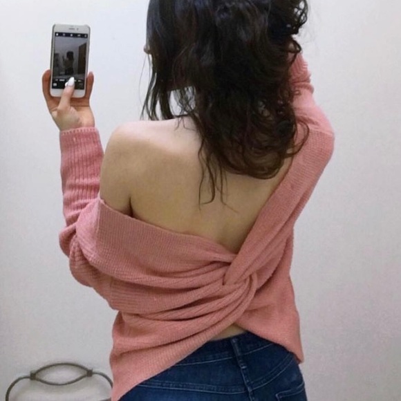 Light Pink Sweater with Twist Back - Picture 7 of 7